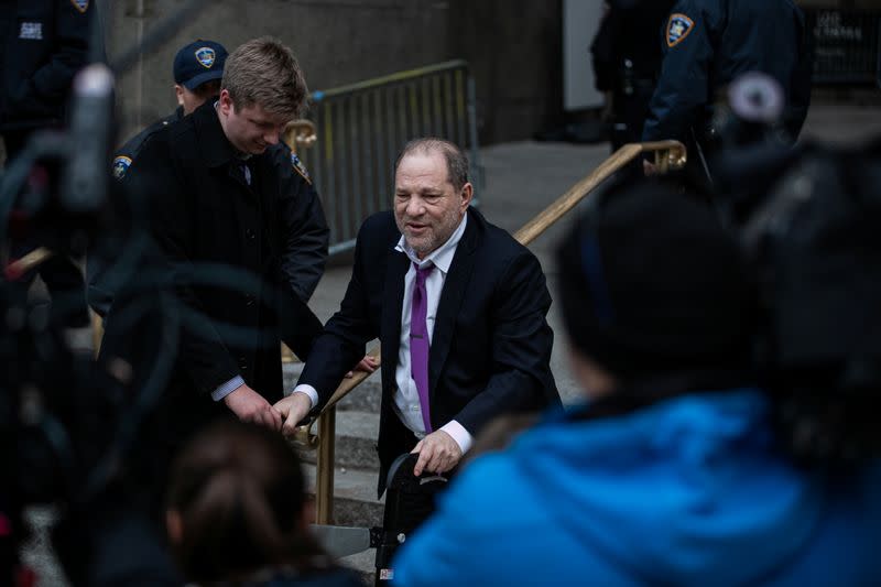 Film producer Harvey Weinstein leaves New York Criminal Court for his sexual assault trial in the Manhattan borough of New York City