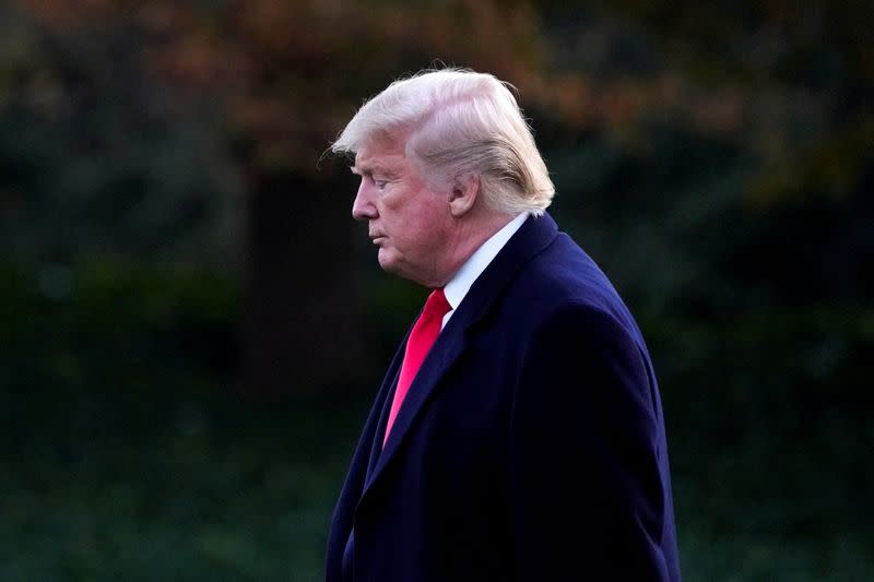 FILE PHOTO: U.S. President Trump departs the White House in Washington