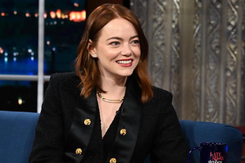 <p>Scott Kowalchyk/CBS</p> Emma Stone on 