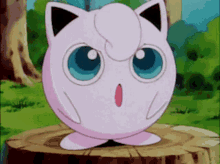 Jigglypuff from Pokémon looks upset with swirled eyes, indicative of confusion or dizziness