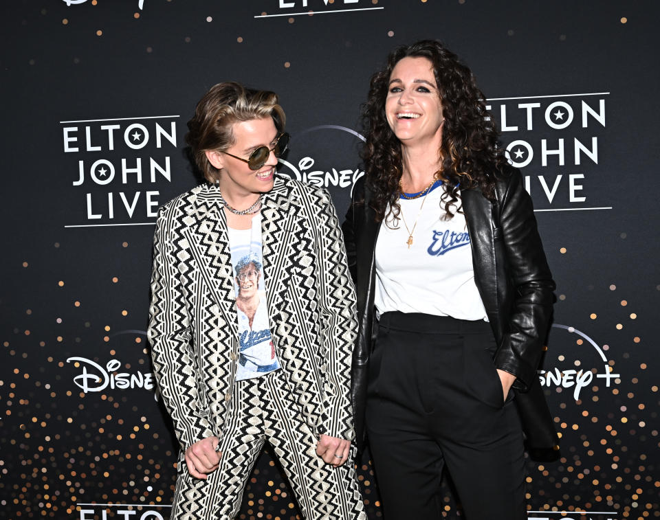 Brandi Carlisle and Catherine Shepherd at Disney+’s “Elton John Live: Farewell from Dodger Stadium” Yellow Brick Road event held at Dodger Stadium on November 20, 2022 in Los Angeles, California.