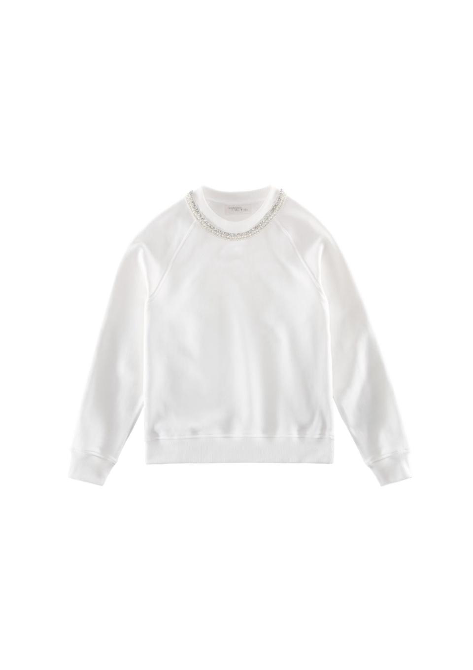 Crewneck embellished sweater in white, $119. (PHOTO: H&M)