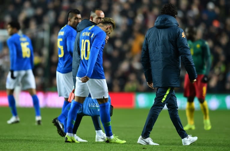 Neymar limped off after just eight minutes of Brazil's win against Cameroon