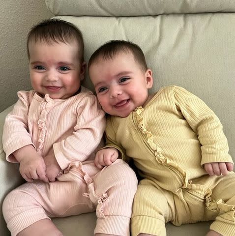 <p>Courtesy of Chinna Balachandran and Erica Wendel</p> Twins Anjali, left in pink, and Maya in yellow on right.