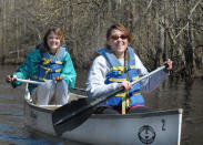 <p>Paddling a canoe on the Black River, a tributary of the Cape Fear River. (Photo: Cape Fear Riverwatch) </p>