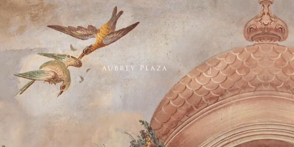 Aubrey Plaza's name in "The White Lotus" opening credits.
