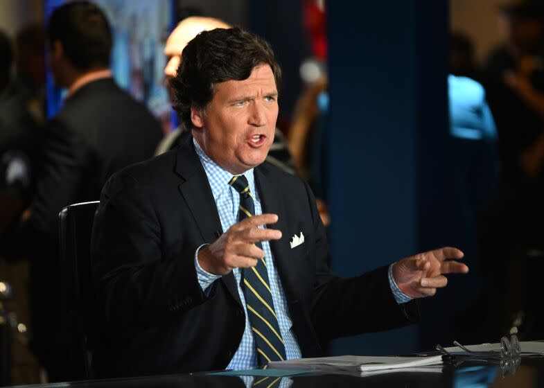 HOLLYWOOD, FLORIDA - NOVEMBER 17: Tucker Carlson speaks during 2022 FOX Nation Patriot Awards at Hard Rock Live at Seminole Hard Rock Hotel & Casino Hollywood on November 17, 2022 in Hollywood, Florida. (Photo by Jason Koerner/Getty Images)