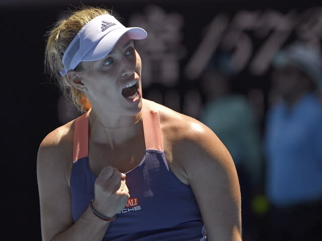 Angelique Kerber celebrates after beating Camila Giorgi