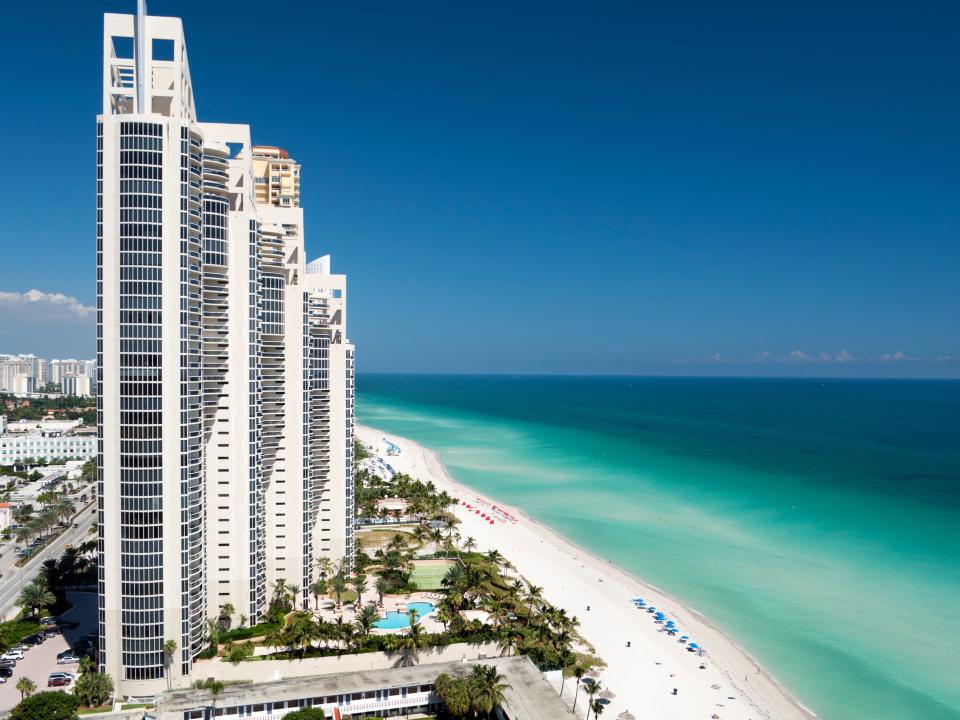 Aerial view of Sunny Isles Beach, Miami, Florida.