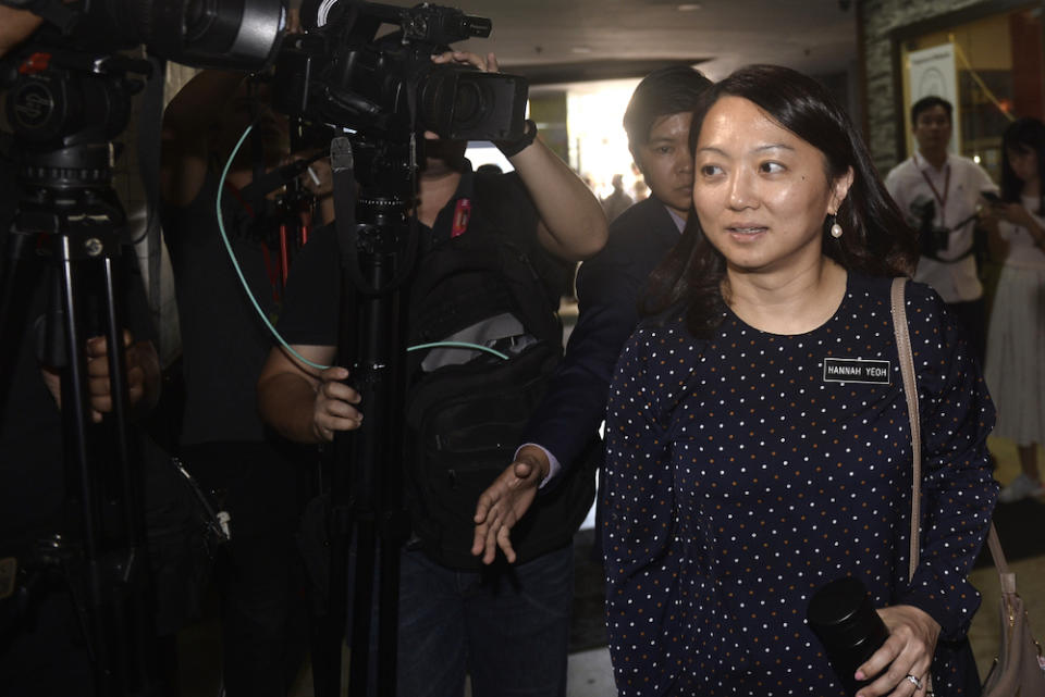 Hannah Yeoh arrives for the DAP meeting at the DAP headquarters, February 24,2020. — Picture by Miera Zulyana