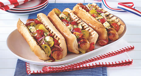 Caprese hot dogs