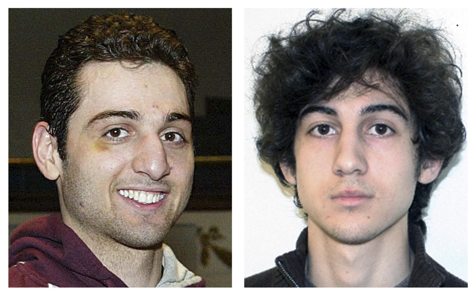 FILE - This combination of file photos shows brothers Tamerlan, left, and Dzhokhar Tsarnaev, suspects in the Boston Marathon bombings on April 15, 2013. Tamerlan Tsarnaev died after a gunfight with police several days later, and Dzhokhar Tsarnaev, was captured and is held in a federal prison on charges of using a weapon of mass destruction. On Thursday, Jan. 30, 2014, U.S. Attorney General Eric Holder authorized the government to seek the death penalty in the case against Dzhokhar Tsarnaev. Opposition to the death penalty runs deep in liberal Massachusetts. In a Boston Globe survey in September 2013, 57 percent of Massachusetts residents polled favored life in prison for Dzhokhar Tsarnaev, while 33 percent favored execution. (AP Photos/Lowell Sun and FBI, File)