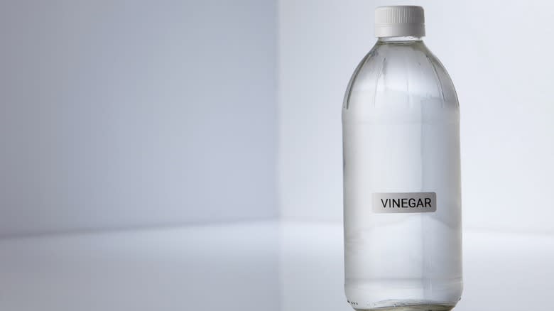 White vinegar in clear bottle