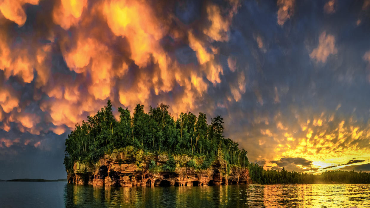 Apostle Islands in Wisconsin state, where the American Water Spaniel is the state dog