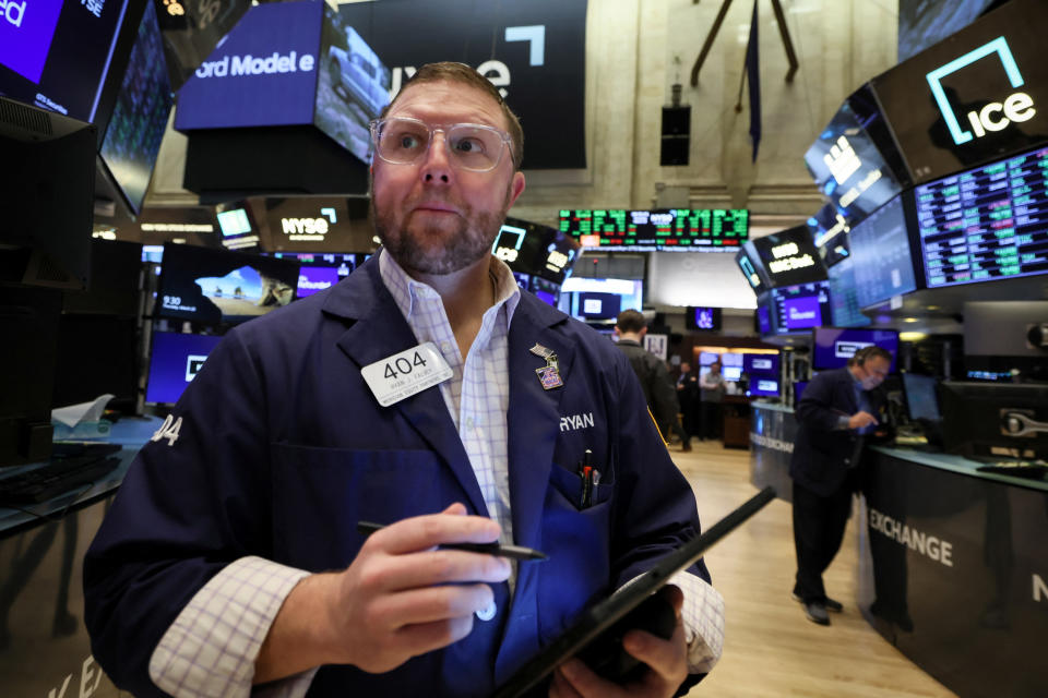 FTSE  Traders work on the floor of the New York Stock Exchange (NYSE) in New York City, U.S., March 23, 2023.  REUTERS/Brendan McDermid