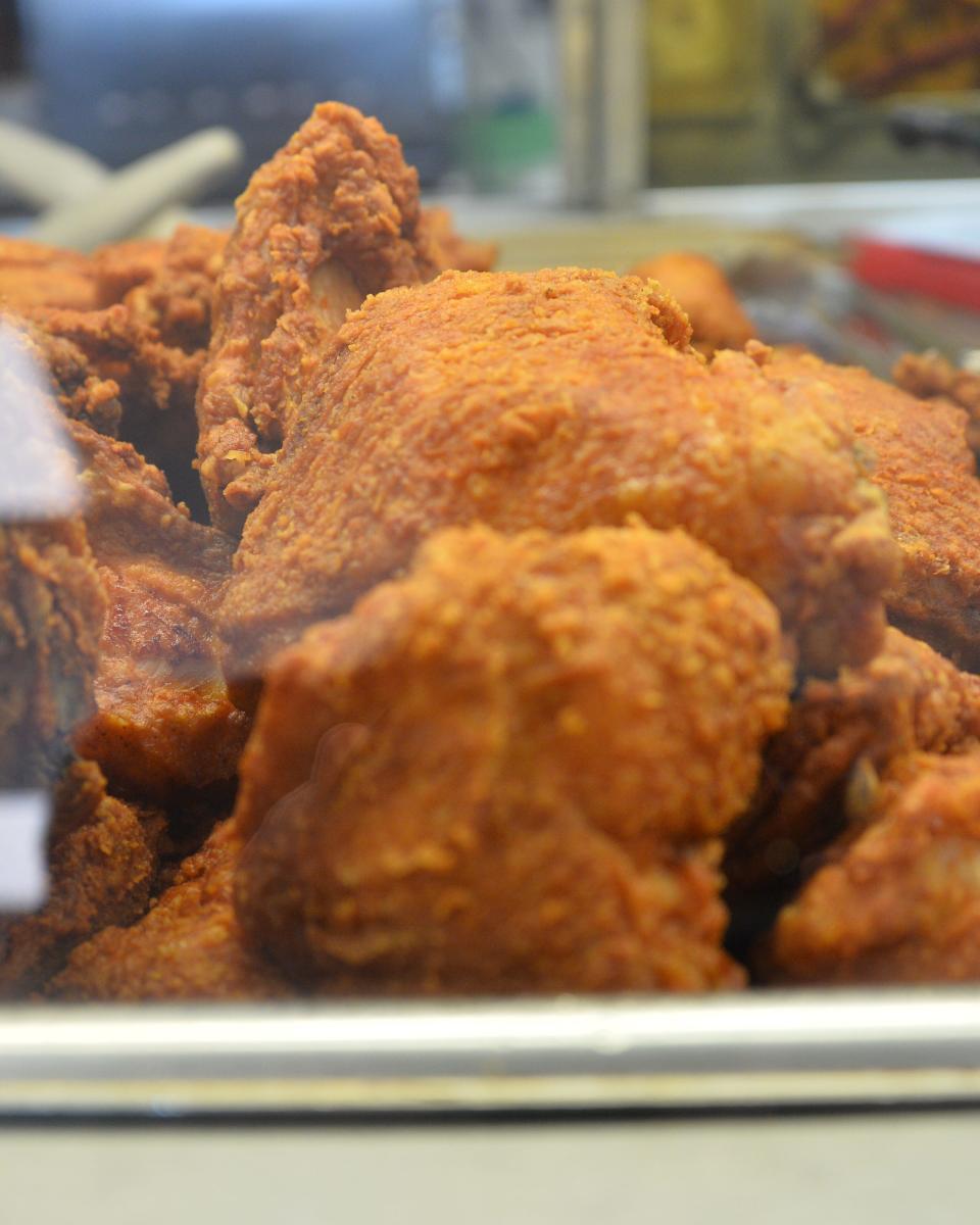 AC&T's famous fried chicken sits in the food display case ready to be ordered by hungry customers. Hagerstown-based AC&T was picked by Herald-Mail readers recently as having the best gas station food in the Tri-State region.