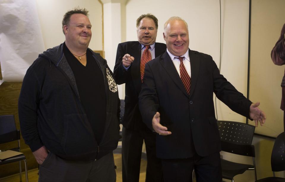 Actors wait for their auditions for "Rob Ford The Musical: The Birth of a Ford Nation" in Toronto