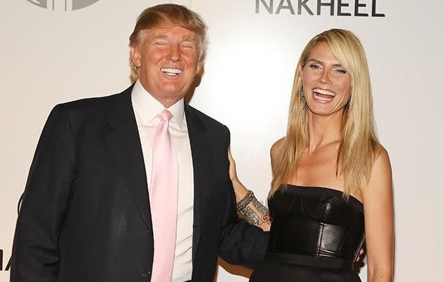 Heidi Klum and Donald Trump at the launch of the Trump International Hotel & Tower Dubai in 2008. Source: Getty