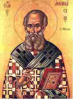 <span class="caption">Iconic: Athanasius of Alexandria.</span> <span class="attribution"><a class="link " href="https://commons.wikimedia.org/wiki/File:Ikone_Athanasius_von_Alexandria.jpg#filelinks" rel="nofollow noopener" target="_blank" data-ylk="slk:wikimedia;elm:context_link;itc:0;sec:content-canvas">wikimedia</a></span>