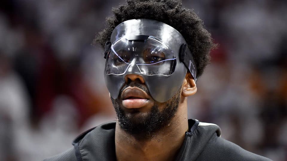 Embiid's scary new look. Pic: Getty