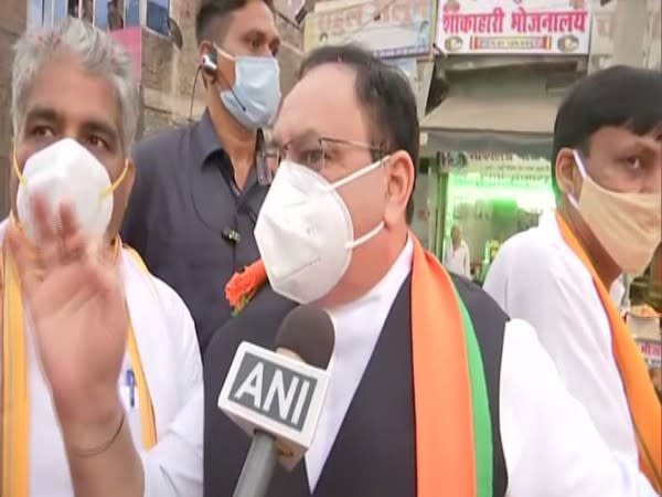 BJP national president Jagat Prakash Nadda speaking to ANI during roadshow in Bihar's Hajipur on Saturday. Photo/ANI