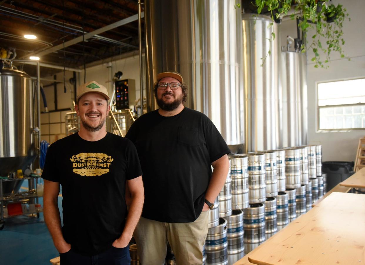 Shawn Phillips, left, and Chris Troutman co-founded Good Line Beer Co., which opened in June. The pair began home brewing in 2005.