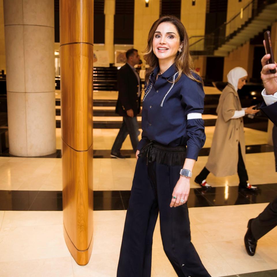 The Jordanian monarch, Queen Rania, debuted a new approach to daytime dressing with cues from this weekend’s royal wedding.