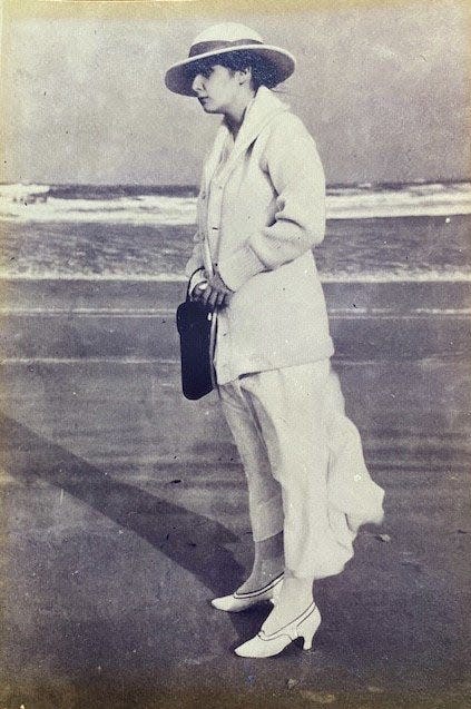 Elizabeth Yerkes at the Beaches, circa 1920, while her husband Judson competed in an automobile race.