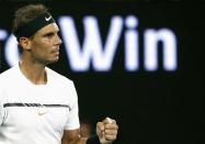 Tennis - Australian Open - Melbourne Park, Melbourne, Australia - 27/1/17 Spain's Rafael Nadal reacts during his Men's singles semi-final match against Bulgaria's Grigor Dimitrov. REUTERS/Thomas Peter