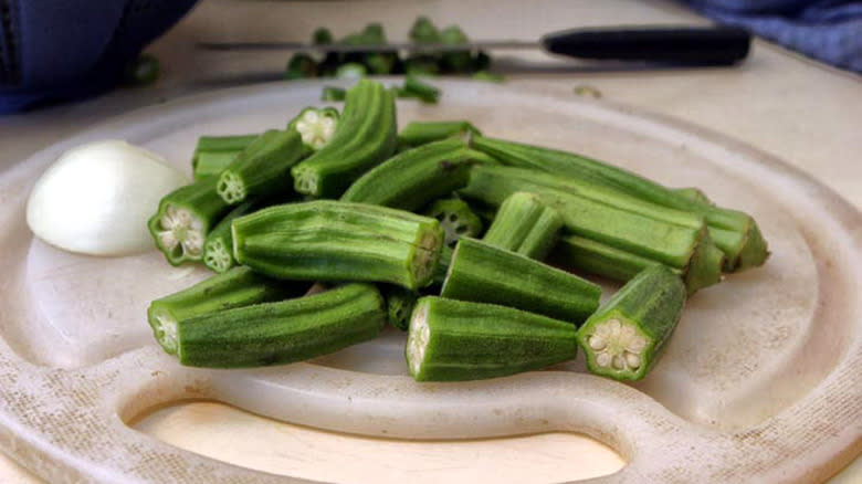 okra on cutting board