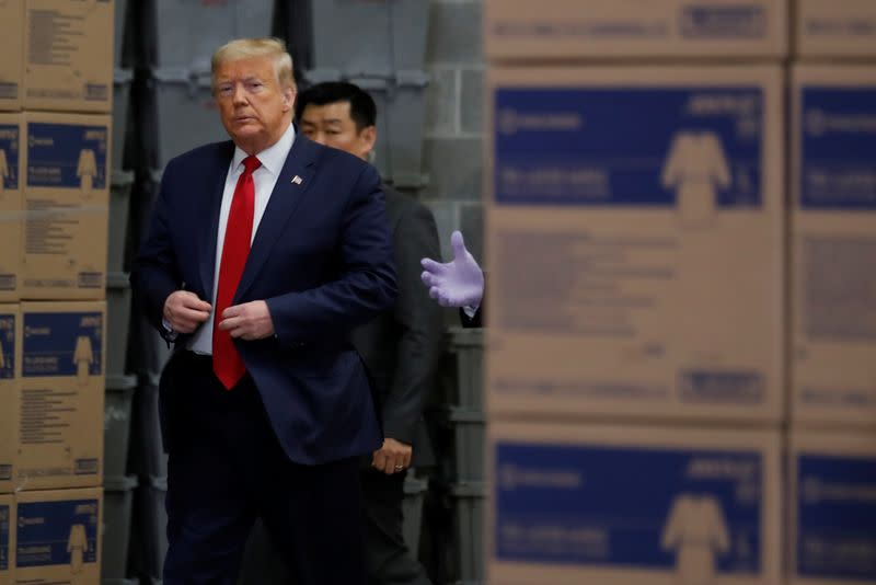 U.S. President Trump visits medical supplies distributor Owens & Minor in Allentown, Pennsylvania