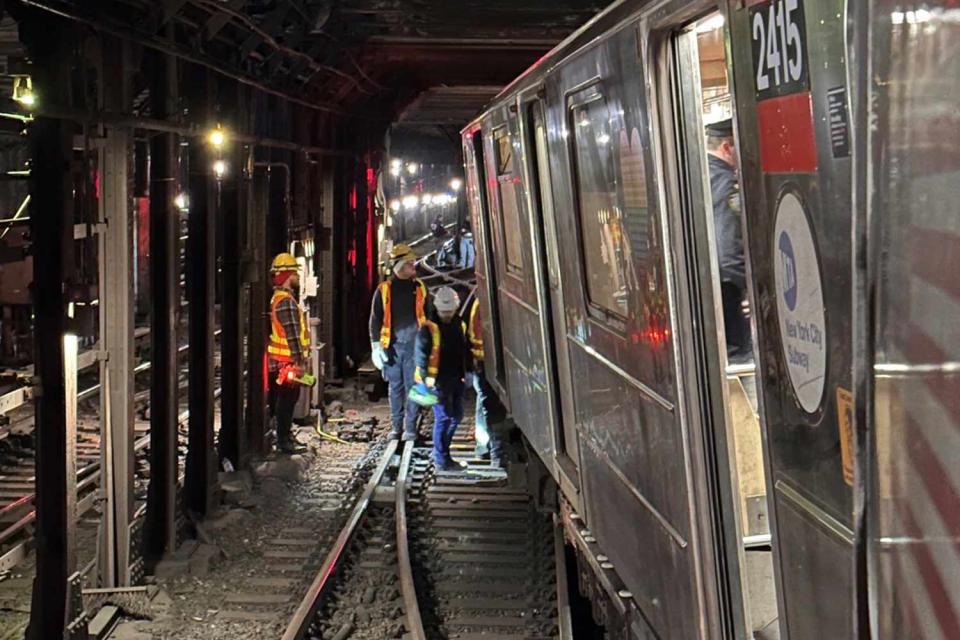 <p>NYC Emergency Management/ X</p> N.Y.C. Subway Trains Collide