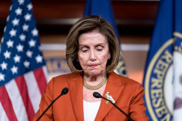 Speaker of the House Nancy Pelosi (D-Calif.) reacts to the Supreme Court decision overturning Roe v. Wade, during a news conference at the Capitol in Washington, Friday, June 24, 2022. (AP Photo/J. Scott Applewhite) (Photo: via Associated Press)