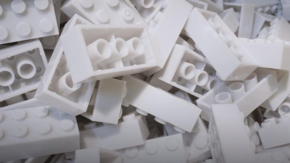 a photo of white recyclable LEGO pile