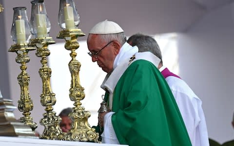 Pope Francis celebrates mass  - Credit: AFP