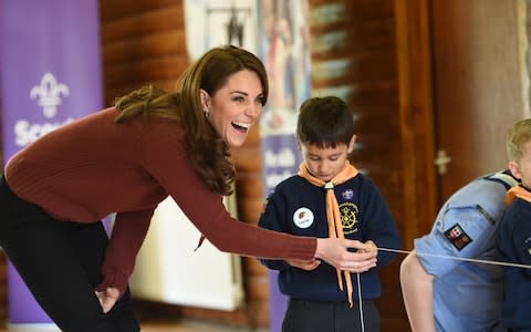 Kate joins in a rocket launching activity - Credit: Eddie Mulholland For The Telegraph