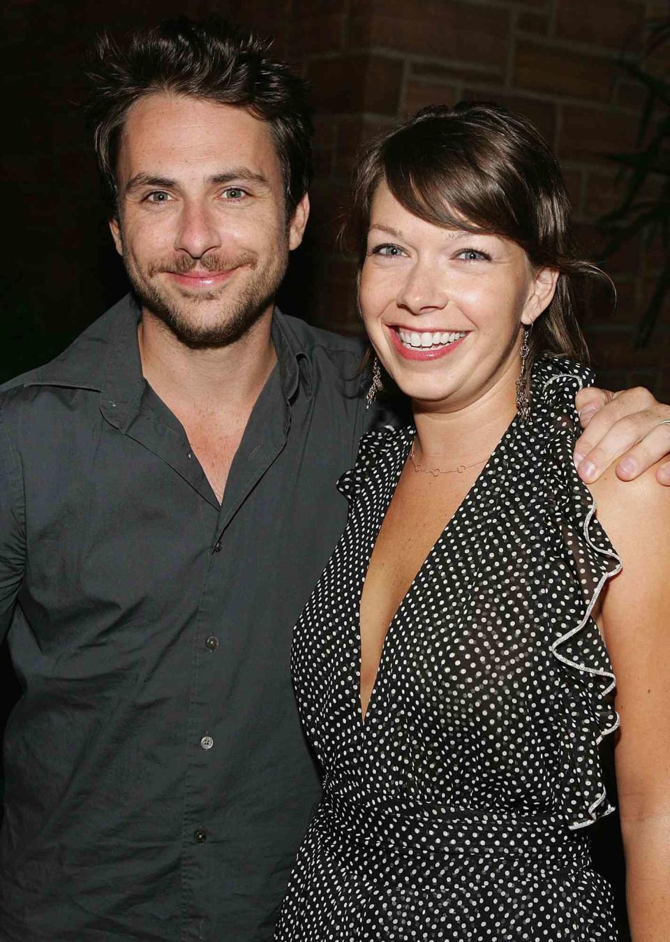 Charlie Day and Mary Elizabeth Ellis, cast members of "It's Always Sunny in Philadelphia" pose at the Season Four Premiere Screening Of "Nip/Tuck" held at Paramount Theatre on August 25, 2006 in Los Angeles, California