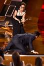 <p>In 2015, Jon Hamm finally won an Emmy for Outstanding Lead Actor in a Drama for his work as Don Draper after being nominated 16 times. As a bit, Hamm crawled up the steps and onto the stage. <br></p>