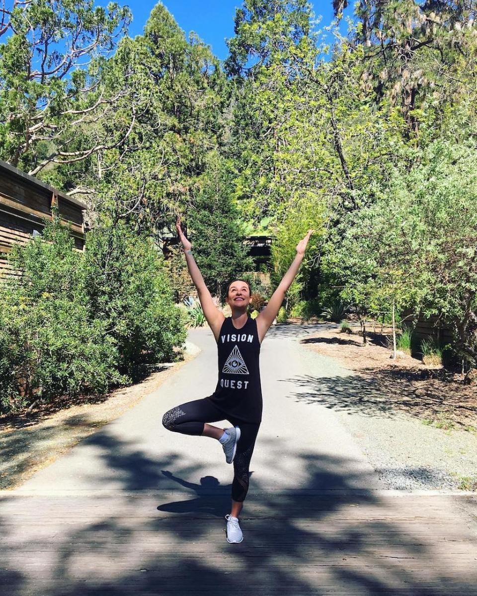 Lea Michele does yoga in Napa