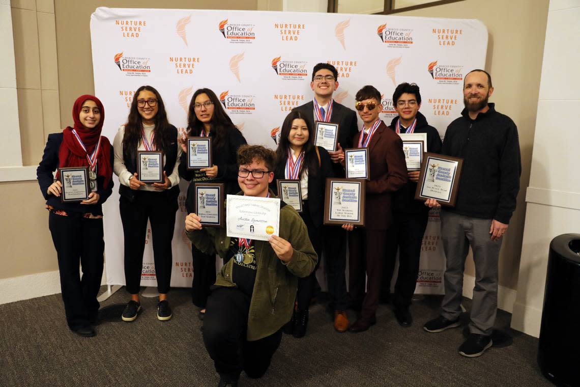 Members of Buhach Colony High’s winning team are shown during the 2023 Merced County Academic Decathlon.