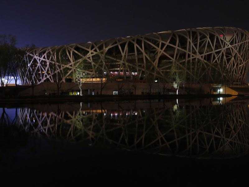 Licht aus: Das Olympiastadion in Peking, das den Spitznamen «Vogelnest» trägt. Foto: Wu Hong