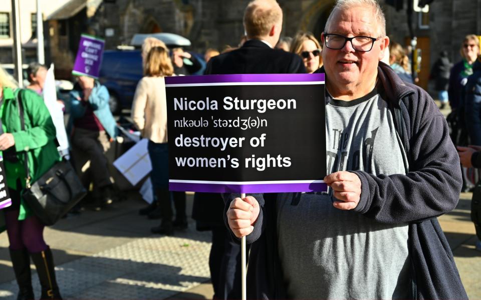 Protesters gathered outside Holyrood to protest against the Gender Recognition Reform (Scotland) Bill - Getty Images Europe