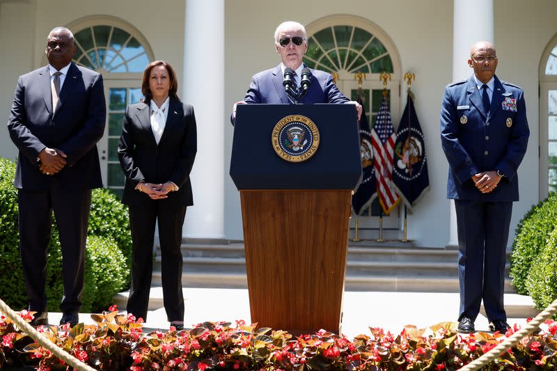 U.S. President Biden nominates Air Force General Brown to serve as next Joint Chiefs chair at White House event in Washington