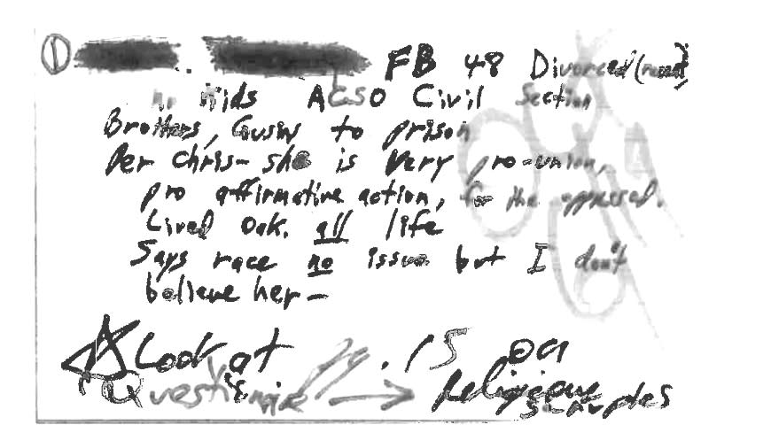 One of the handwritten notes was released by the ACDAO. (Image courtesy ACDAO)