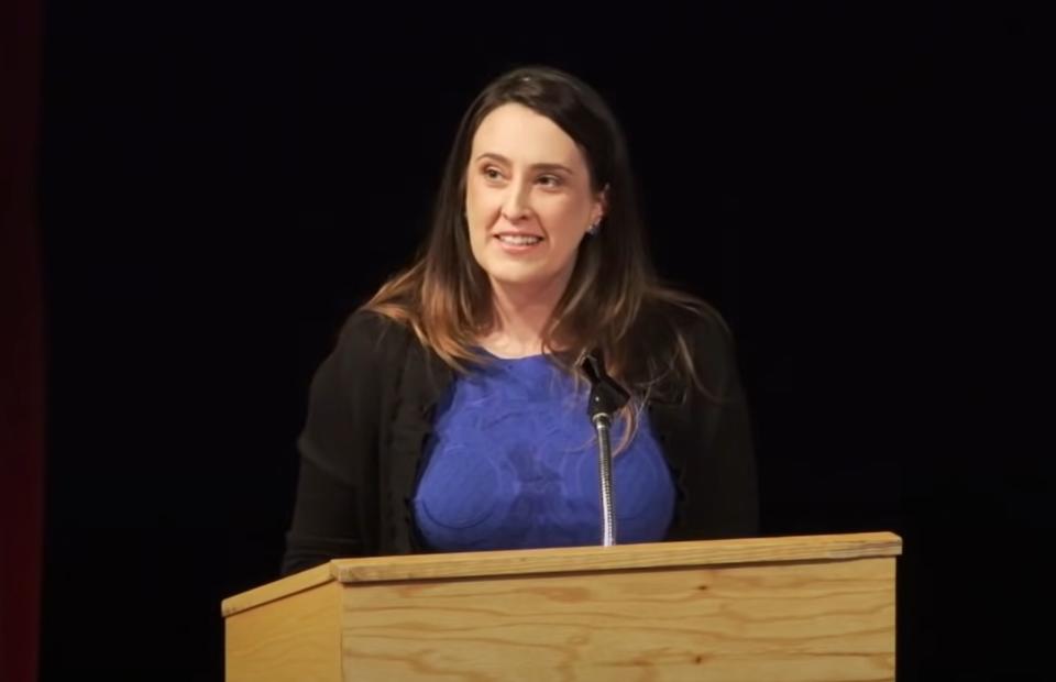 Dr. Meghan Armstrong-Abrami giving the Tedx Talk, "Why Everyone Should Care About Language Variation"