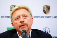 Three-times Wimbledon champion Boris Becker is announced as German Tennis Federation's (DTB) new head of men's tennis during a news conference in Frankfurt, Germany, August 23, 2017. REUTERS/Kai Pfaffenbach