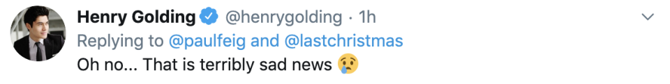 Last Christmas star Henry Golding shared his condolences.