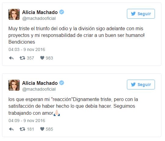 Twitter de Alicia Machado.