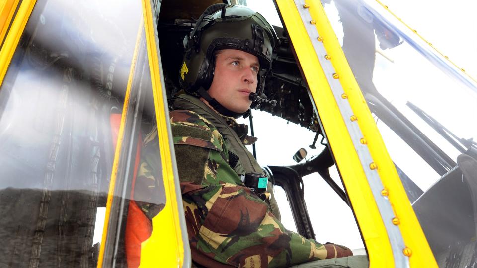 Prince William at the controls of a Sea King helicopter