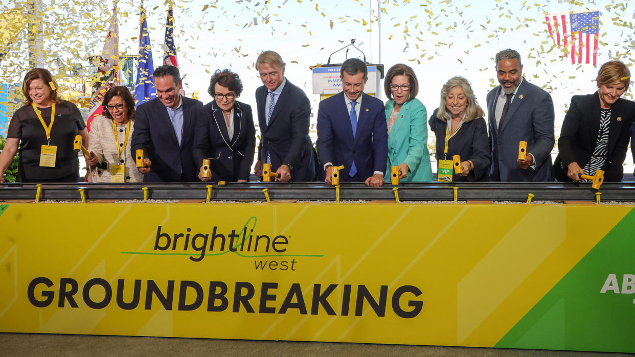  Officials break ground on high-speed LA-to-Vegas rail line. 